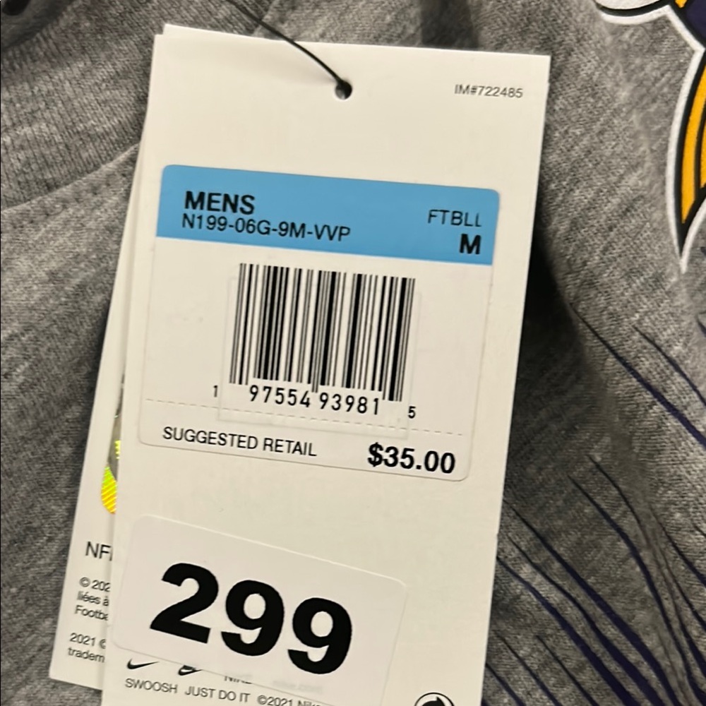 Nike NFL Minnesota Vikings Mens Gray Graphic T-Shirt N199-06G-9M-VVP Size M NWT - Picture 2 of 2